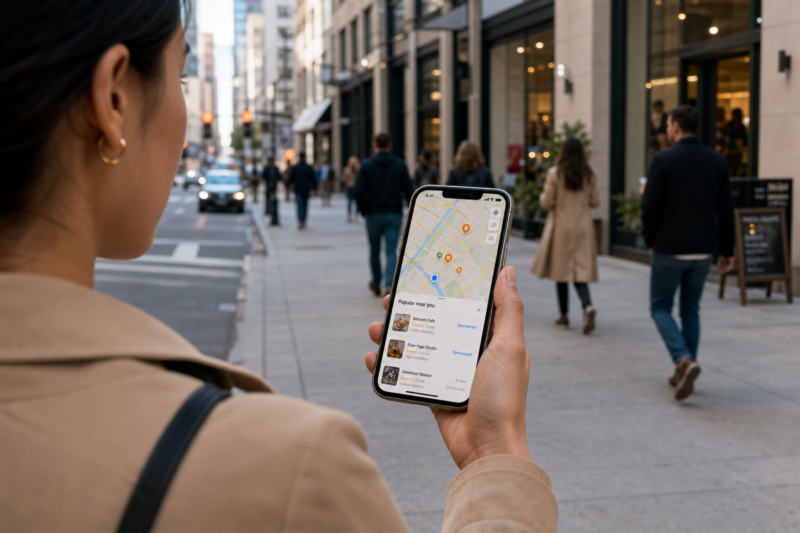 Apple Maps s&rsquo;ouvre a la pub: meme la promenade du dimanche finit par avoir un sponsor